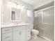 Modern bathroom with marble vanity, glass-enclosed shower, and new fixtures at 4120 Marine Pkwy, New Port Richey, FL 34652