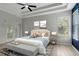 Staged bedroom with natural light from a window, bed, and bench at 719 Straw Lake Dr, Brandon, FL 33510