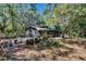 Spacious backyard featuring lush landscaping, various potted plants, and mature trees at 9724 Hermit Hollow Ln, Gibsonton, FL 33534