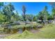 Scenic pond with lush lily pads and natural surroundings, creating a serene backyard oasis at 1120 Country Ln, Lutz, FL 33558