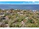 Stunning aerial view showcasing the property amidst lush greenery near the serene bay at 187 Sage Cir, Crystal Beach, FL 34681