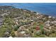 Scenic aerial view of the property, surrounded by trees with the bay visible in the background at 187 Sage Cir, Crystal Beach, FL 34681
