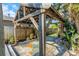 Covered backyard patio with vibrant rug, ideal for entertaining or relaxing outdoors at 2016 Douglas Ave, Clearwater, FL 33755