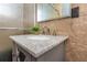 Close up of the bathroom vanity and marble countertop, with a decorative plant at 2016 Douglas Ave, Clearwater, FL 33755