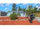 View of a landscaped front yard with a black mailbox, rocks, and mulch, set against a backdrop of a charming home at 2016 Douglas Ave, Clearwater, FL 33755