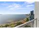 Expansive water view from the high-rise balcony, overlooking the coastline and city at 2910 W Barcelona St # 1902, Tampa, FL 33629