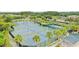 Aerial view of community tennis courts surrounded by palm trees and greenery, providing a serene playing environment at 29737 Fog Hollow Dr, Wesley Chapel, FL 33543