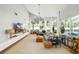 Spacious living room with high ceilings, large windows, and stylish furnishings at 30247 Fairway Dr, Wesley Chapel, FL 33543