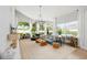 Bright living room featuring large windows, a high ceiling, and plenty of natural light at 30247 Fairway Dr, Wesley Chapel, FL 33543
