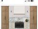 An artistic kitchen rendering displays wood cabinets, marble backsplash, and a gas range for a luxurious design at 4321 S Renellie Dr, Tampa, FL 33611
