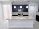 Modern kitchen with black cabinets, stainless steel appliances, and a center island at 5509 Cumberland Star Ct, Lutz, FL 33558