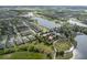 Community aerial view displays homes near lakeside with park area, playground, walking paths and lush landscape at 6337 Shore Vista Pl, Apollo Beach, FL 33572