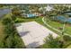 Aerial view of the community's sand volleyball court at 6337 Shore Vista Pl, Apollo Beach, FL 33572