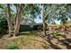 Secluded backyard featuring mature trees and a glimpse of a screened in porch at 7241 56Th N Ave, St Petersburg, FL 33709