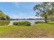 Scenic lakefront view with lush green shoreline and clear blue sky at 8719 Lake Place Ln, Tampa, FL 33634
