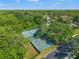 Aerial view of community tennis and basketball courts surrounded by lush green trees at 8933 Crescent Forest Blvd, New Port Richey, FL 34654