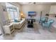 Inviting living room with a neutral sofa, stylish furniture, and a large window at 9660 Sweetwell Pl, Riverview, FL 33569