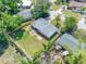 Aerial view of the home shows the spacious yard and mature trees surrounding the home at 10821 101St Ave, Seminole, FL 33772