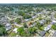 Aerial view of the home in its neighborhood shows the surrounding mature trees and established lawns at 10821 101St Ave, Seminole, FL 33772