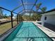 Inviting screened-in pool with a cool-toned stone surround is perfect for relaxing or entertaining at 12021 Coleman Ave, Port Charlotte, FL 33981