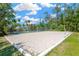 Community sand volleyball court surrounded by grass, palm trees, and other native vegetation at 27054 Fordham Dr, Wesley Chapel, FL 33543