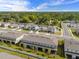 Aerial view of the community featuring well-maintained lawns, uniform design, and convenient street access at 36519 Garden Wall Way, Zephyrhills, FL 33541