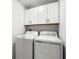 Bright laundry room with modern white washer and dryer units at 36519 Garden Wall Way, Zephyrhills, FL 33541