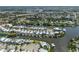 Scenic aerial shot of waterfront homes with private docks, lush landscaping, and serene canal views at 424 Bahama Grande Blvd, Apollo Beach, FL 33572