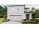 Charming two-story home with neutral paint, attached garage, stone accents, and manicured landscaping at 6915 Broad River Ave, Land O Lakes, FL 34638