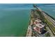 This is an aerial view of apartment complex along the shore with gorgeous waterfront views at 7430 Sunshine Skyway S Ln # 403, St Petersburg, FL 33711