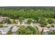 Aerial street view of a neighborhood featuring well-maintained homes and mature trees at 16528 Oley Ridge Ct, Tampa, FL 33624