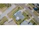 Overhead view of the house, revealing its roof design, lawn layout, and proximity to nearby streets at 1894 Union St, Clearwater, FL 33763