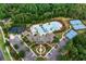 Aerial view of the community clubhouse, pool, tennis courts, and playground surrounded by lush greenery at 20123 Bay Cedar Ave, Tampa, FL 33647