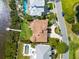 Captivating aerial view showcasing a luxurious home with a pool, lush landscaping, and waterfront access at 2081 Pointe Alexis Dr, Tarpon Springs, FL 34689