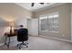 Office space with neutral walls, a ceiling fan, and a view to the exterior at 27318 Sora Blvd, Wesley Chapel, FL 33544