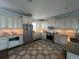 Bright kitchen featuring white cabinets, stainless steel appliances, and a stylish rug, offering a modern cooking space at 460 137Th Avenue Cir, Madeira Beach, FL 33708