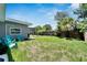 Large, private backyard featuring a fenced perimeter, green space, and screened in patio with swimming pool at 4753 48Th N Ave, St Petersburg, FL 33714