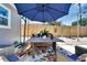Outdoor dining area with colorful rug and comfortable seating near the pool at 4753 48Th N Ave, St Petersburg, FL 33714