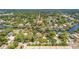 An aerial view of the neighborhood featuring mature trees, a winding canal, and beautiful waterfront homes at 5910 River Rd, New Port Richey, FL 34652