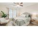 A serene bedroom features a plush bed, soft lighting, and a decorative chair with a plant at 915 Live Oak Ne Ter, St Petersburg, FL 33703