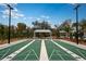 Outdoor shuffleboard court with shade, landscaping, and a blue sky background at 9684 Minnow Ray Dr, Land O Lakes, FL 34638