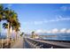 Scenic waterfront road lined with palm trees under a beautiful blue sky with light clouds at 1428 Chesterfield Dr, Dunedin, FL 34698
