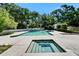 Spacious pool with spa and diving board, complemented by lush landscaping and pool house at 1603 Cottagewood Dr, Brandon, FL 33510