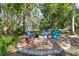 Charming fire pit area with comfortable seating, surrounded by lush greenery at 3329 Cypress Landing Dr, Valrico, FL 33596