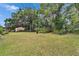 Lush backyard featuring a storage shed and privacy from mature trees, and a well-maintained lawn at 117 Myrtle Ln, Plant City, FL 33565