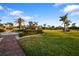 View of green lawn with palm trees in a meticulously maintained community at 1820 Mississippi Ave Ne, St Petersburg, FL 33703