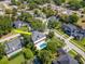 Aerial view highlighting this home, showing the pool and neighborhood at 29540 Chapel Park Dr, Wesley Chapel, FL 33543
