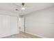 Spacious bedroom with a ceiling fan and double door closet at 3404 33Rd Street W Ct, Bradenton, FL 34205