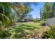 Lush backyard with a storage shed nestled amongst mature trees, greenery, and a well-maintained lawn at 568 La Plaza S Ave, St Petersburg, FL 33707