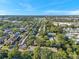 Expansive aerial view of a residential community featuring tree-lined streets and well-maintained homes under a clear blue sky at 13777 Forest Lake Dr, Largo, FL 33771